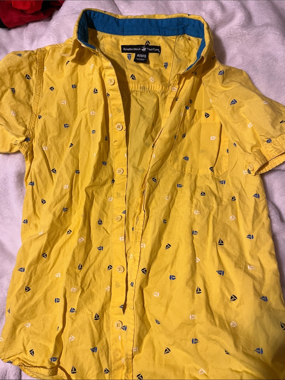 Polo by Ralph Lauren Yellow Short-Sleeve Button Down Shirt with Sailboat Print